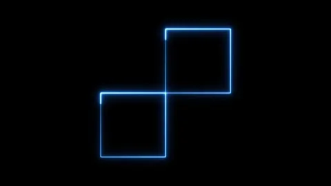 Glowing neon blue squares rotating light animation seamless loop effect. Vídeos de archivo 337082076