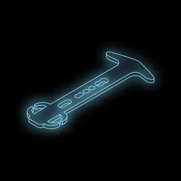 Glowing neon blue support bracket on black background Stockillustratie