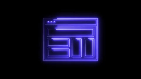 Glowing Neon Blue Website Interface Icon Isolated on Black Background Digit.. Stock Footage 315654243