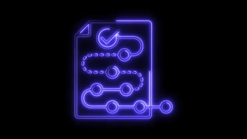 Glowing Neon Blueprint Plan Workflow Process Icon Isolated Blue video Stock Footage 315656123