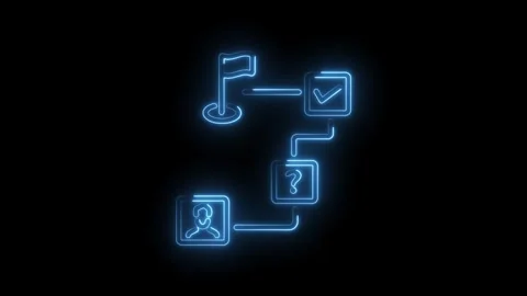 Glowing neon blueprint progress chart animation on black background showing.. Stock Footage 345992912