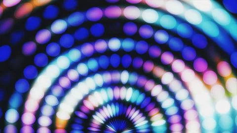 Glowing Neon Bokeh Arch Background with Concentric Circles LED Light Pattern Illustrazione stock
