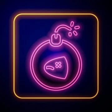 Glowing neon Bomb ready to explode icon isolated on black background. Vector イラスト素材