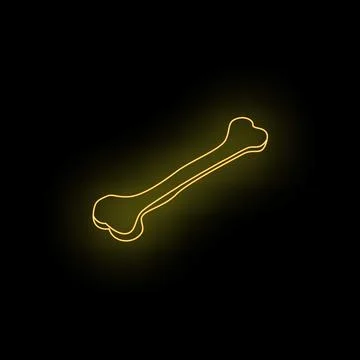 Glowing neon bone on black background representing halloween and anatomy Stock Illustration