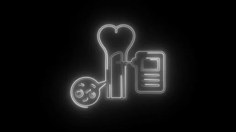 Glowing neon bone marrow icon isolated on black background. HD Video motion.. Stock Footage 304237557