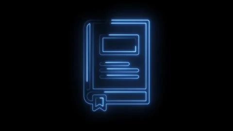 Glowing neon book animation on black background representing digital learni.. Stock Footage 345998970