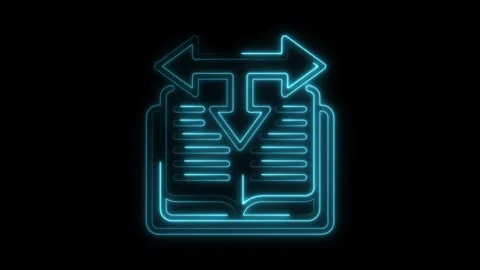 Glowing neon book exchange concept digital data transfer interface and info.. Stock Footage 309914531