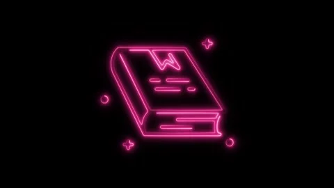 Glowing neon book icon isolated on black background. HD Video motion graphi.. Stock Footage 304142473