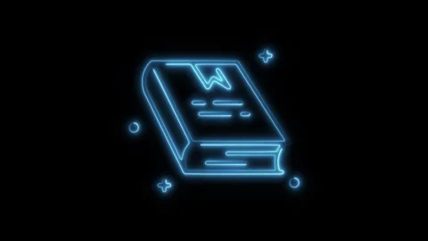 Glowing neon book icon isolated on black background. HD Video motion graphi.. Stock Footage 304142475