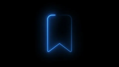 Glowing neon bookmark icon animation featuring blue light trace effect over.. Stock Footage 338078627