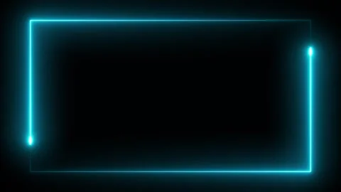 Glowing neon border frame animation isolated on black background Stock Footage 319669012