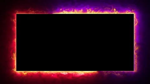 Glowing neon border frame – pink and purple light rectangle &amp; square on black Video stock 311981880