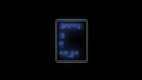 Glowing neon Boron element animation. Neon blue Boron element animated on b.. Video stock 341675742