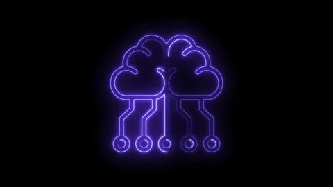 Glowing Neon Brain Circuit Icon Abstract Digital Technology Concept Futuristic Stock Footage 333952916