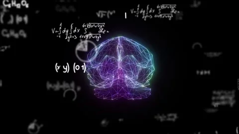 Glowing neon brain with electrical impulses Stock Footage 325784651