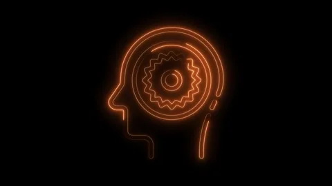 Glowing neon brain function animation representing artificial intelligence .. Stock Footage 309292433