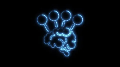 Glowing neon brain isolated on black background. HD Video motion graphic an.. Stock Footage 303551922
