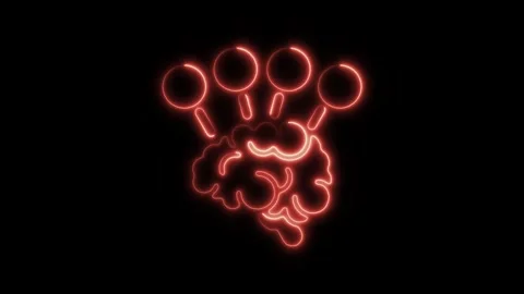 Glowing neon brain isolated on black background. HD Video motion graphic an.. Stock Footage 303551963