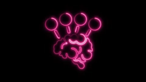 Glowing neon brain isolated on black background. HD Video motion graphic an.. Stock Footage 303551998