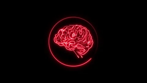 Glowing neon brain outlines advanced machine learning frameworks. Futuristi.. Stock Footage 337370595