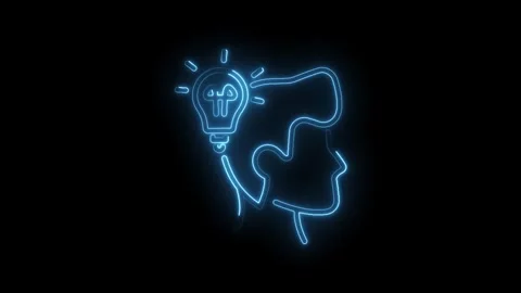 Glowing neon brainstorming concept idea creative thinking and innovation on.. Stock Footage 345996044