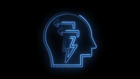 Glowing neon brainstorming idea creative process with lightning and arrows on Stock Footage 322961915