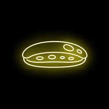 Glowing neon bread bun yellow outline icon Stockillustratie