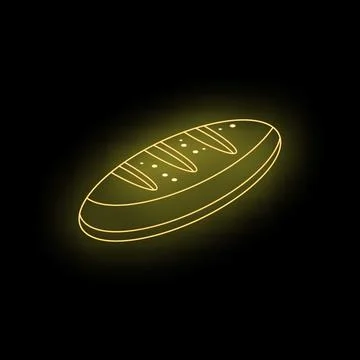 Glowing neon bread loaf on dark background Illustrazione stock