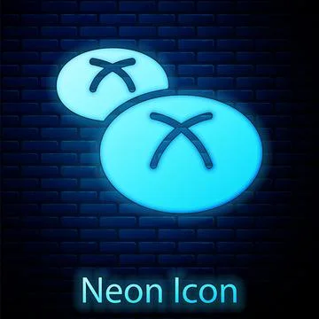 Glowing neon Bread loaf icon isolated on brick wall background. Vector Illustrazione stock