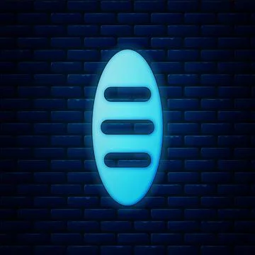 Glowing neon Bread loaf icon isolated on brick wall background. Vector Illustrazione stock