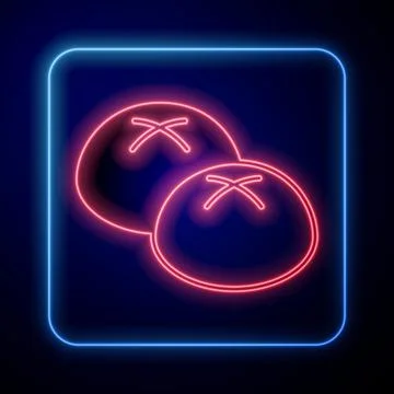 Glowing neon Bread loaf icon isolated on black background.  Vector Illustrazione stock