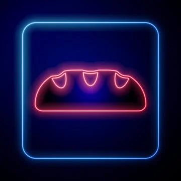 Glowing neon Bread loaf icon isolated on black background.  Vector 스톡 일러스트