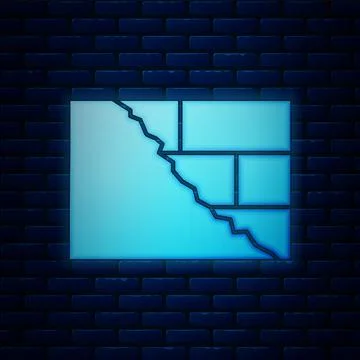 Glowing neon Bricks icon isolated on brick wall background. Vector イラスト素材