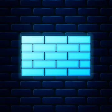 Glowing neon Bricks icon isolated on brick wall background. Vector Illustration Stock Illustration