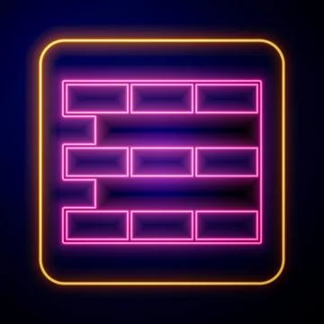 Glowing neon Bricks icon isolated on black background. Vector Stock Illustration
