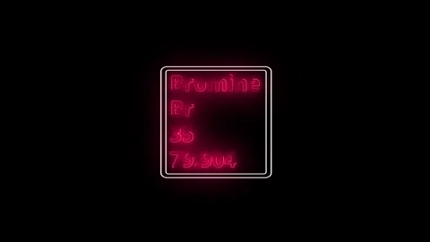 Glowing neon Bromine element animation. Neon Bromine element animated on bl.. Vidéo 341675752