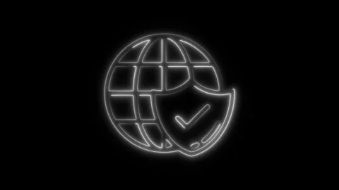 Glowing neon browser icon isolated on black background. HD Video motion gra.. Video stock 304141533