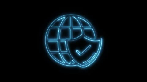 Glowing neon browser icon isolated on black background. HD Video motion gra.. Stock Footage 304141547
