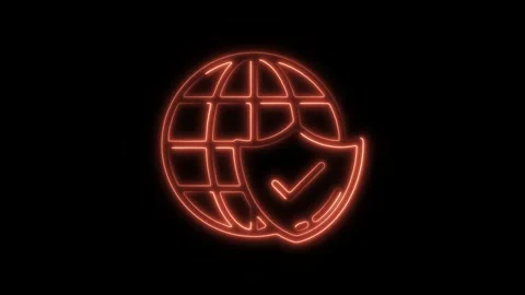 Glowing neon browser icon isolated on black background. HD Video motion gra.. Stock Footage 304141550