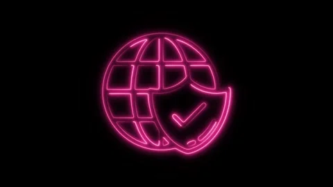 Glowing neon browser icon isolated on black background. HD Video motion gra.. Stock Footage 304141614