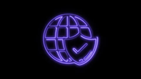 Glowing neon browser icon isolated on black background. HD Video motion gra.. Stock Footage 304141616