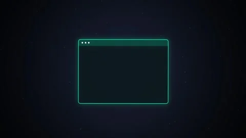 Glowing Neon Browser Window Interface on Dark Abstract Background with Part.. Stock Footage 348414901