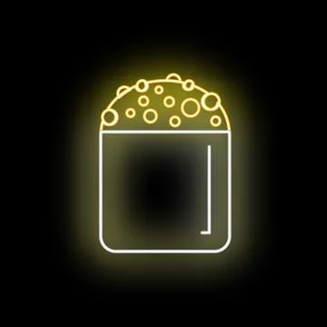 Glowing neon bubble tea icon on black background Stock Illustration