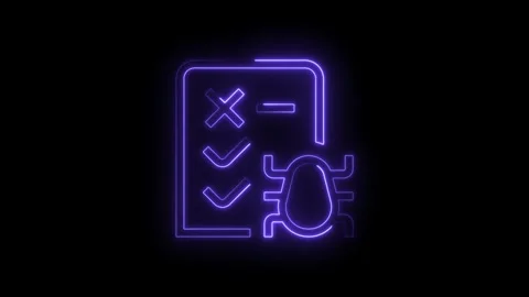 Glowing neon bug icon with checklist on transparent background futuristic t.. Stock Footage 314552698