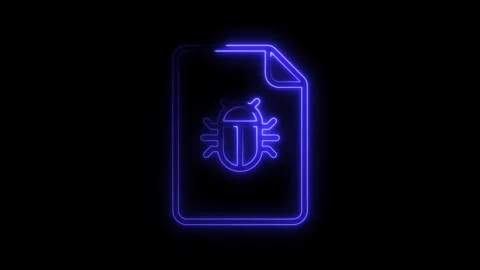 Glowing neon bug icon on document symbol futuristic technology concept digi.. Stock Footage 314701227