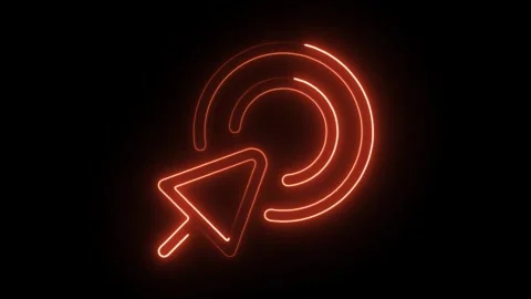 Glowing neon bullseye pointer icon isolated on black background. HD Video m.. Stock Footage 304130846