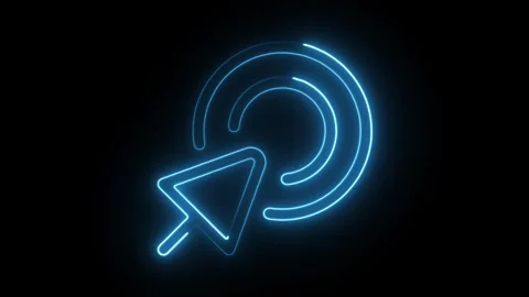 Glowing neon bullseye pointer icon isolated on black background. HD Video m.. Stock Footage 304130877