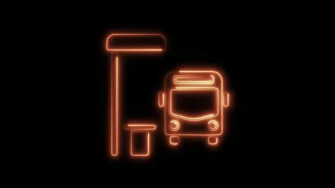Glowing neon bus stop icon isolated on black background. HD Video motion gr.. Stock Footage 304152826