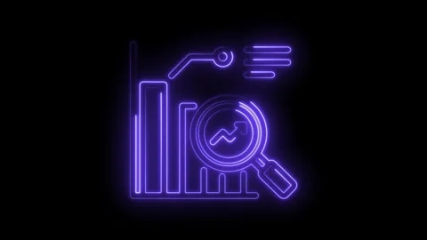 Glowing neon business analysis chart and statistics with trend analysis on black Stock Footage 330782434
