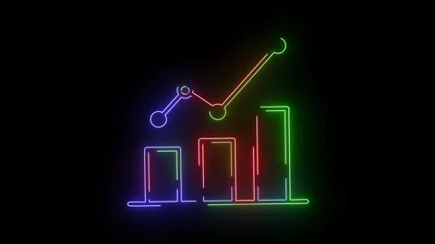 Glowing Neon Business Analytics Chart with Upward Growth Trend for Financial Rep Stock Footage 317688459